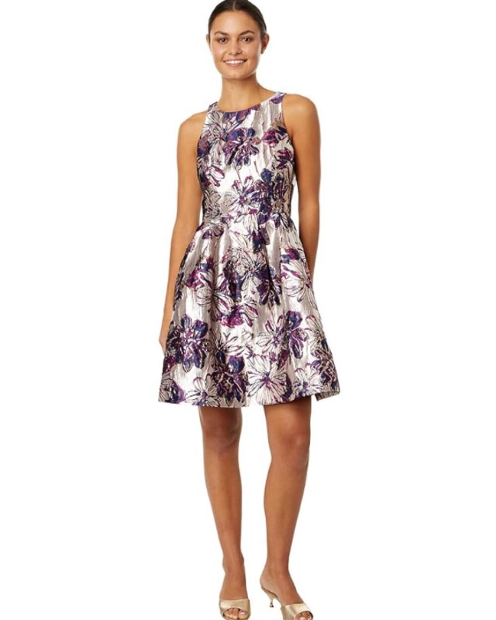 LILLY PULITZER Jollian Floral Jacquard Dress Size 8 Silver Purple NWOT